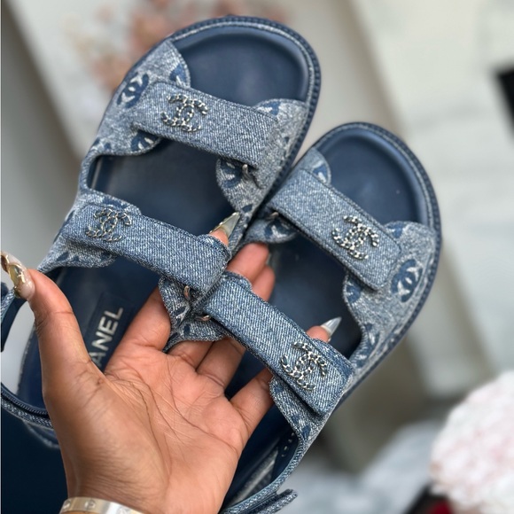 CHANEL Blue Denim Sandals - Picture 8 of 9